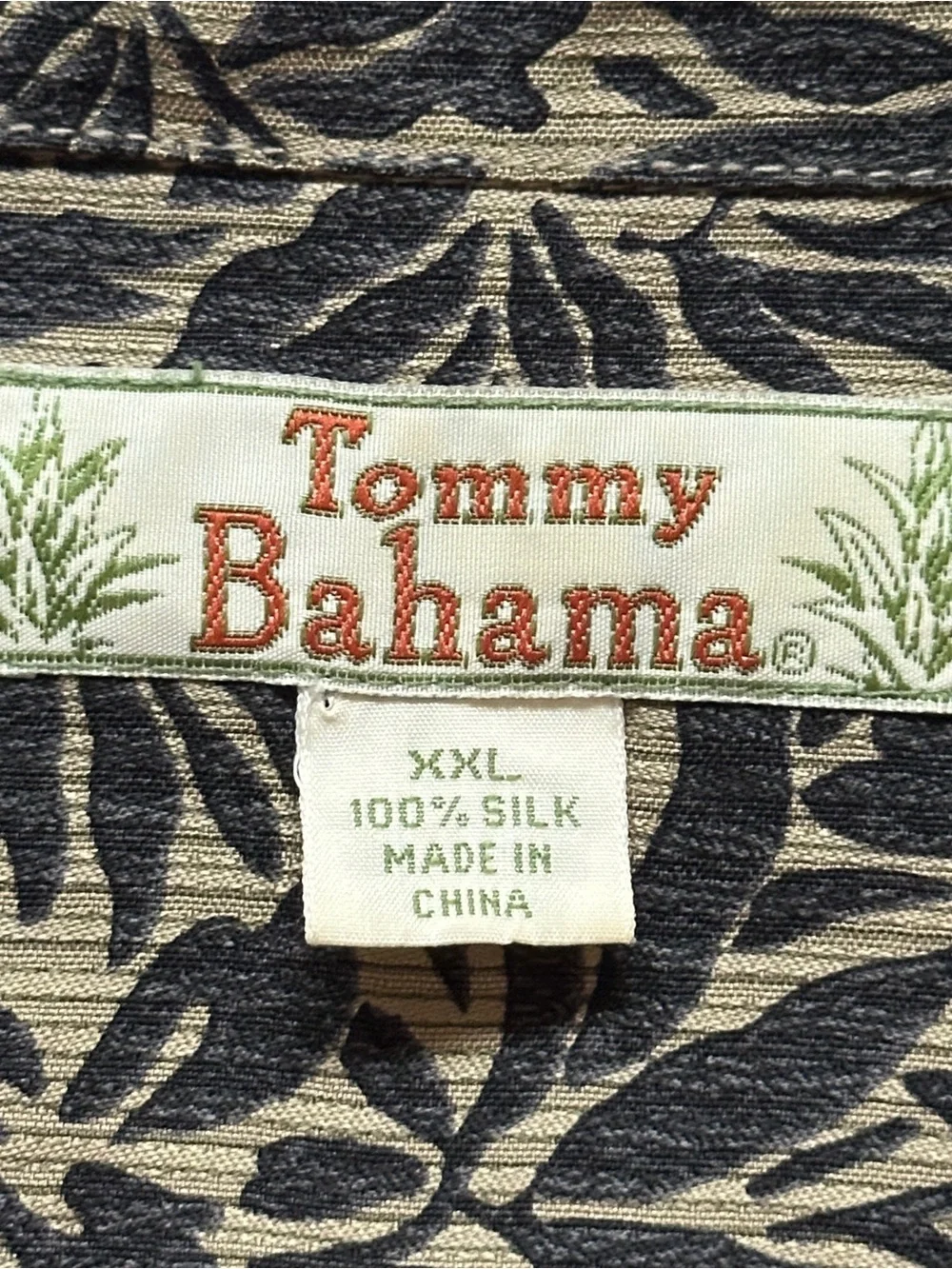 Tommy Bahama Olive Green Botanical Print Short Sleeve XXL